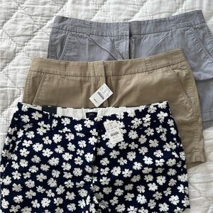 J. Crew Factory Floral Navy, Tan, and Gray Women's Shorts